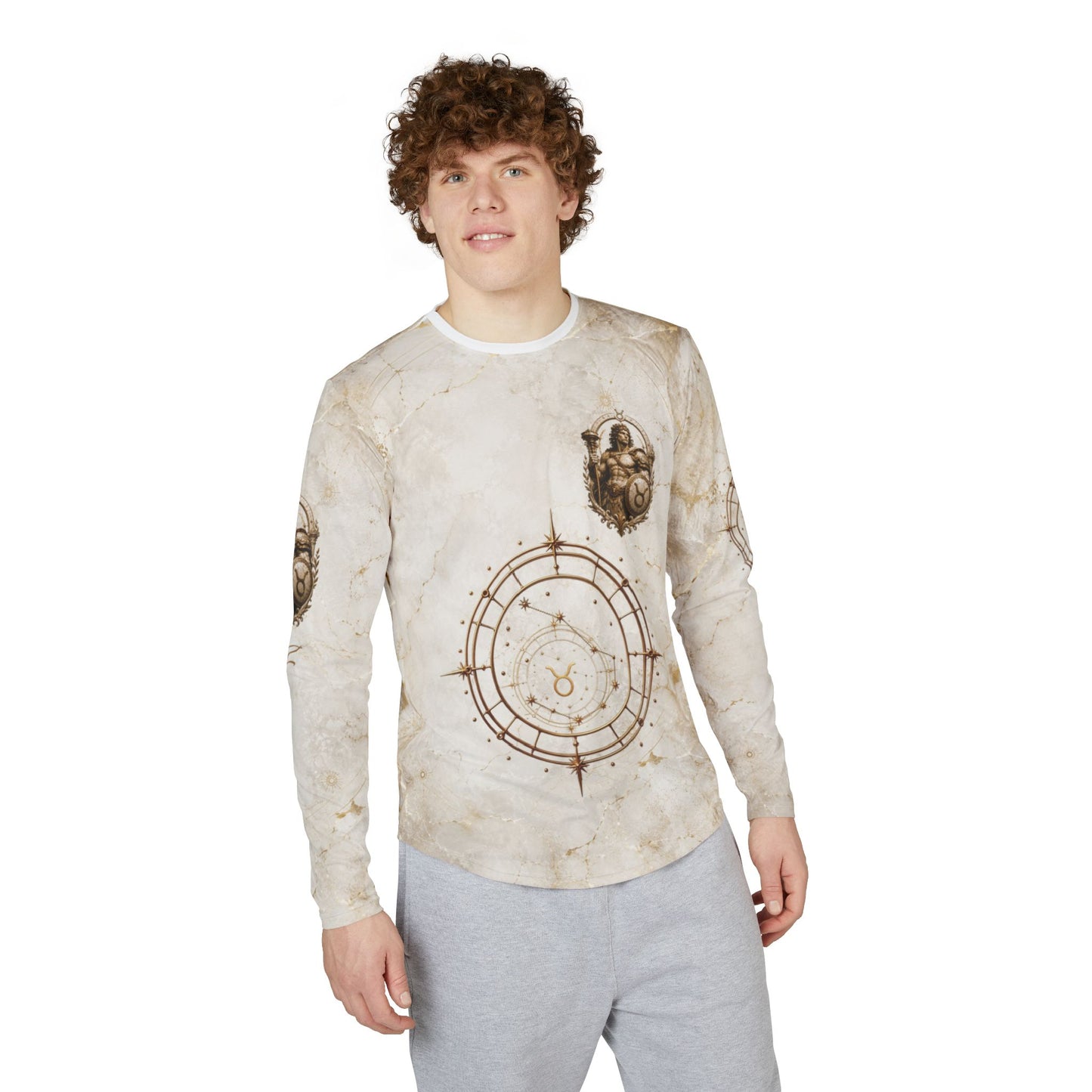 Taurus Zodiac Artwork Long Sleeve Shirt | Astrological Statue Design