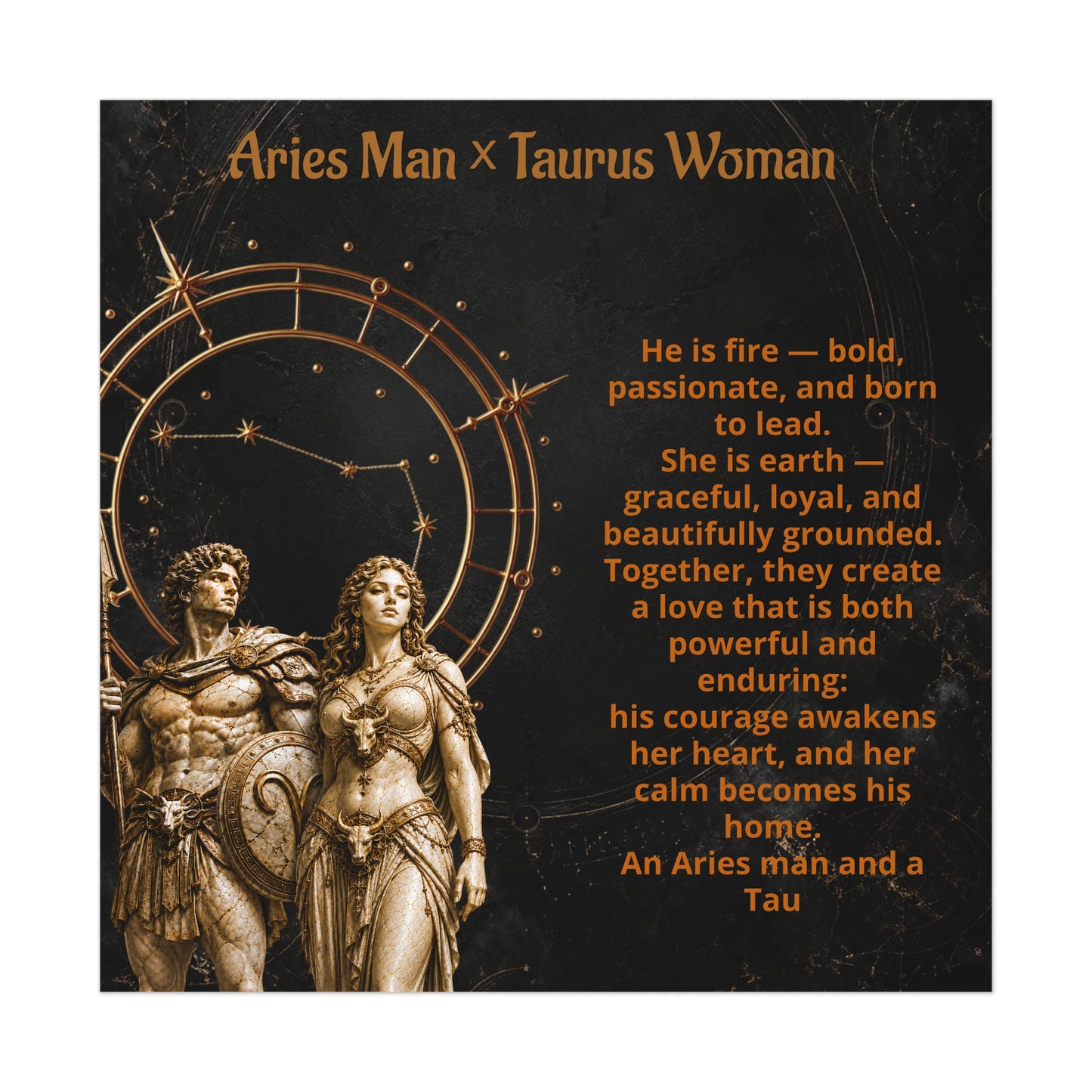 Aries Man x Taurus Woman Poster | Zodiac Couples Astrology Print